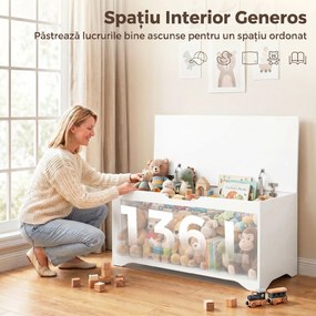 HOMCOM Bancă de Depozitare cu cu 2 Balamale de Siguranță 100 cm, PAL, Alb | Aosom Romania