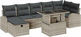 vidaXL Set de canapele pentru grădină 8 pcs Gri deschis Rattan poli
