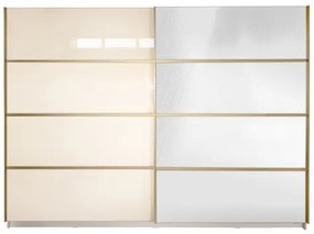 Gold Dulap 2800 Crem cu usi MDF Lucios si Oglinda + 1 Comoda
