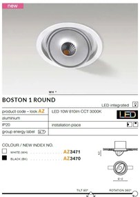 Spot LED incastrabil directionabil de tavan/plafon BOSTON 1 ROUND alb ZZ AZ3471
