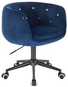 HR333CK Scaun Catifea Bleumarin cu Bază Neagră