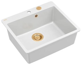 Chiuveta compozit Quadron Unique Morgan 110 alb - cupru 57x50 cm
