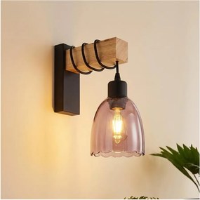 Brilagi - Aplică de perete WOOD GLASS 1xE27/60W/230V pin/negru/bej fumuriu