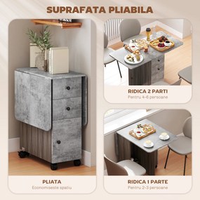 HOMCOM Masă Rabatabilă pentru Maxim 6 Persoane cu 2 Sertare, Dulap și Raft Posterior, 120x60x76.5 cm, Alb | Aosom Romania