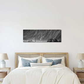 Tablou albnegru cu cerul și stele (cu ceas) (90x30 cm)