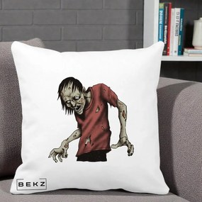 Perna Decorativa Halloween Zombie Infricosator, 40x40 cm, Alba Mata, Husa Detasabila, Perna Inclusa, BEKZ®
