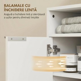 HOMCOM Dulap de Baie Sub Chiuvetă cu Raft Interior Ajustabil Alb | Aosom Romania