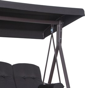 Outsunny Balansoar tip Hollywood pentru 3 persoane, copertină reglabilă, cadru metalic, maro+negru, 116 x 206 x 183cm | Aosom Romania