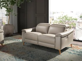 Canapea 2 locuri eleganta, design LUX cu functia relax Cowhide taupe grey