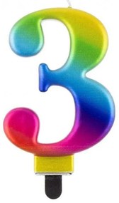Numere Galaxy Lumânare colorată cu numărul 3, lumânare de tort