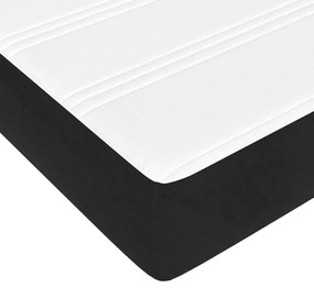 Pat box spring cu saltea, negru, 180x200 cm, catifea Negru, 35 cm, 180 x 200 cm