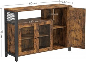 COMI14 - Comoda, 110x33x75 cm pentru hol, living, dormitor, stil industrial - Maro