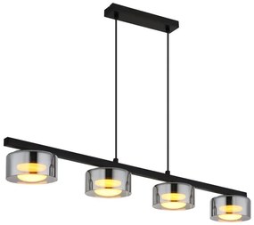 Lustra suspendata din metal negru cu sticla fumurie HIGGINS 4L