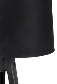 Triplu negru cu abajur din in negru 45 cm - Tripod Classic