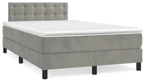 3141533 vidaXL Pat box spring cu saltea, gri deschis, 120x200 cm, catifea
