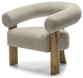 Fotoliu design bej KOKEI, stejar