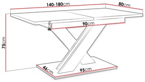 Zondo Masă de sufragerie Lumenza (Alb + beton). 1054139