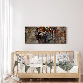 Tablou - Tigru din Cărămizi (120x50 cm)