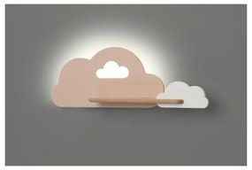 Aplică LED cu raft pentru copii CLOUD LED/5W/230V roz/alb