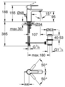 Baterie lavoar culoare crom, marimea XS, Grohe Lineare