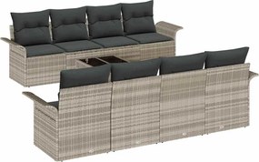 vidaXL Set de canapele pentru grădină 9 pcs Gri deschis Rattan poli