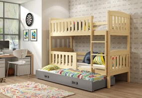 Expedo Pat supraetajat FLORENT 3 + saltea + somieră GRATIS, 90x200, alb, grafit