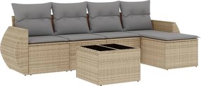 vidaXL Set canapele de grădină cu perne, 6 piese, bej, poliratan