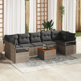 vidaXL Set de canapele pentru grădină cu pernă 8 pcs Gri Rattan poli