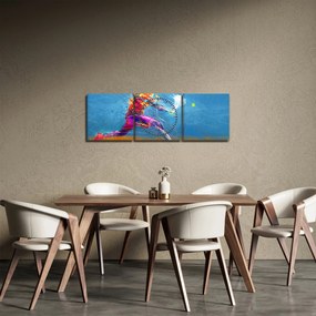 Tablou - Jucător de tenis pictat (cu ceas) (90x30 cm)
