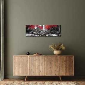 Tablou - Cascade în peisajul de toamnă (cu ceas) (90x30 cm)
