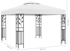 Pavilion cu siruri de lumini LED, alb, 3x3m Alb