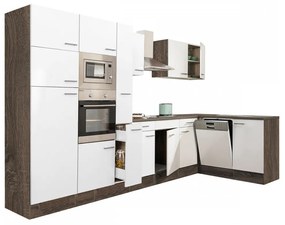 Dulap de bucătărie de colț Yorki 370, corp din stejar Yorki, cu față alb satinat