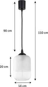 Brilagi - Lustră LED pe cablu RETRO GLASS 1xE27/60W/230V Ø 14 cm negru/alb