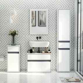 Dulap masca pentru chiuveta HOMCOM din MDF alb pentru baie cu 2 sertare 67 x 36 x 52 cm | Aosom RO