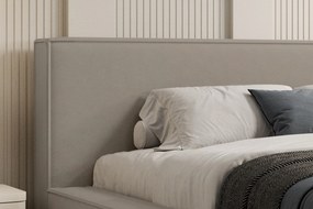 Pat tapițat Nirello 160x200 cu ladă de depozitare - catifea bej Castel 15