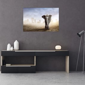 Tablou - Elefanți în oraș (90x60 cm)