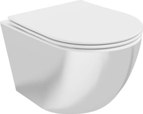 Mexen Lena vas wc fără ramă cu capac de toaletă cu cădere lentă slim, duroplastic, alb/argintiu - 30224004