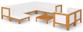 3058126 vidaXL Set mobilier grădină cu perne, 10 piese, lemn masiv de acacia