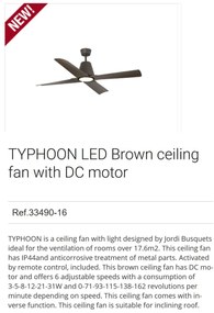 Lustra LED cu Ventilator si telecomanda design modern TYPHOON maro