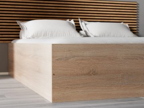 Pat BELLA 140 x 200 cm, stejar sonoma Saltea: Saltea Coco Maxi 19 cm, Somiera: cu somiera din laturi