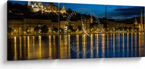 Tablou orașului nocturn (cu ceas) (90x30 cm)