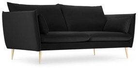 Canapea 3 locuri Agate cu tapiterie din catifea, picioare din metal auriu, negru