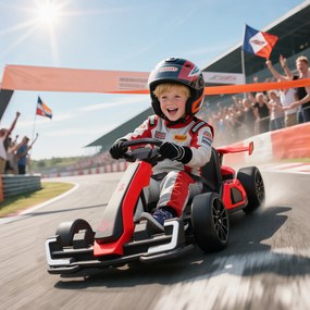 HOMCOM Go-Kart Electric pentru Copii cu Scaun Reglabil, 2 Motoare, Claxon, Lumini și Muzică, 120x76x53.5 cm, Roșu | Aosom Romania