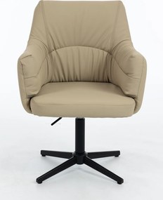 HR840CROSS Scaun Crem Piele Ecologica Premium Soft cu Bază Neagră