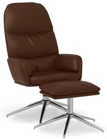 3097372 vidaXL Scaun de relaxare cu taburet, maro lucios, piele artificială