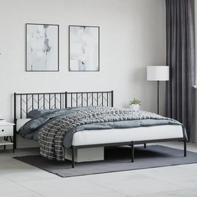 374442 vidaXL Cadru de pat metalic cu tăblie, negru, 183x213 cm