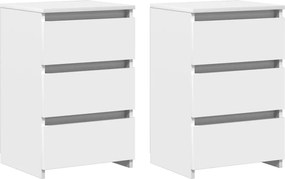 vidaXL Noptiere, 2 buc., alb, 40x35x62,5 cm, lemn compozit