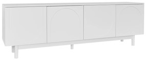 Comodă TV Elegant în Stil Luxos cu Uși Structurate și Rafturi Reglabile, 175x38x56 cm, Alb