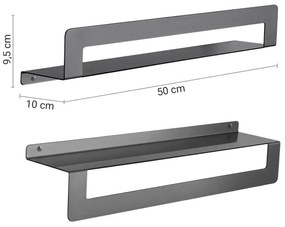 Gedy - Etajeră cu suport pentru prosoape CLEO, 50 cm, gri metalizat