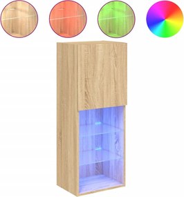 vidaXL Comodă TV cu lumini LED, stejar sonoma, 40,5x30x102 cm